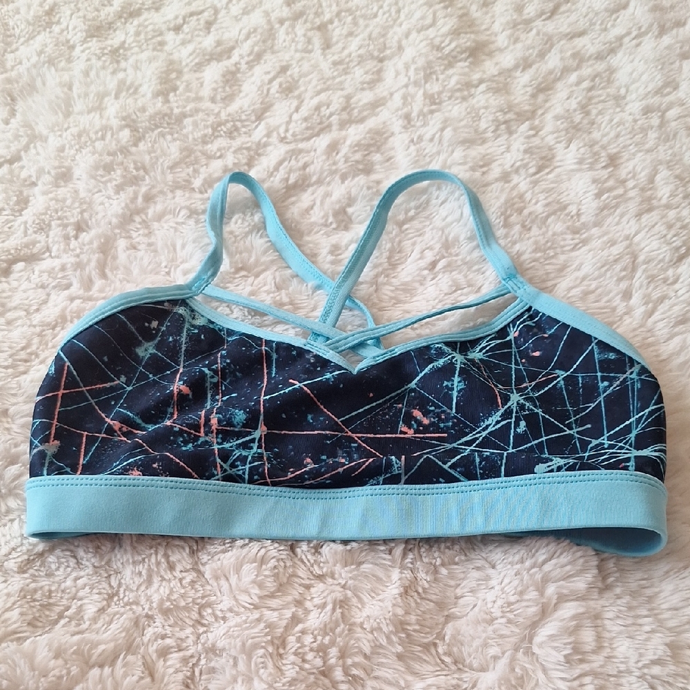 C9 Champion Blue & Pink Paint Splat Strappy Sports Bra Size XS